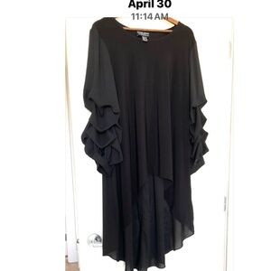 FRANK LYMAN Black high low blouse with unique sleeves